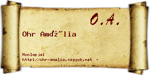 Ohr Amália névjegykártya